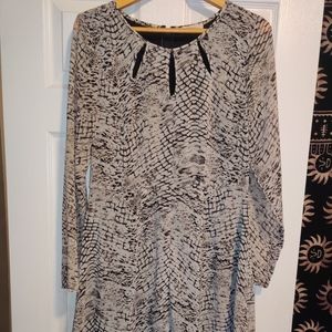 Snake Print Keyhole Neckline Sheer Sleeve